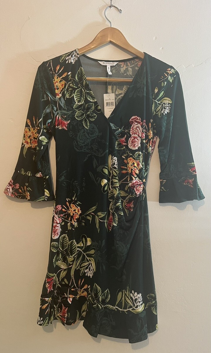 bcbgeneration green dress BCBGeneration Dark Green Women's Asymmetric Ruched Dress