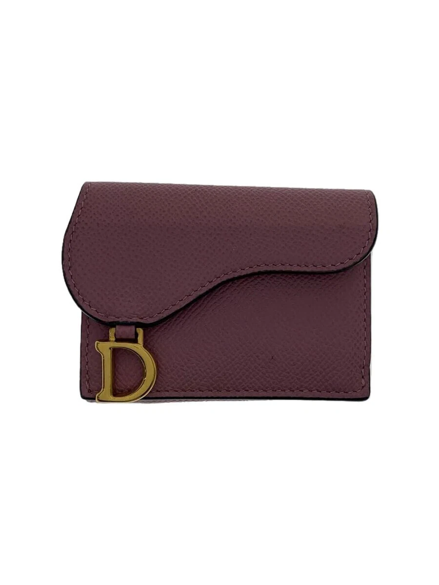 Portefeuille Christian Dior triple cuir rose uni femme légèrement rayé