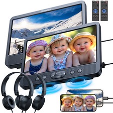 2x10.1" Screen Car DVD Player Seat Pillow Monitor TV 1080P Video HDMI w/Headsets