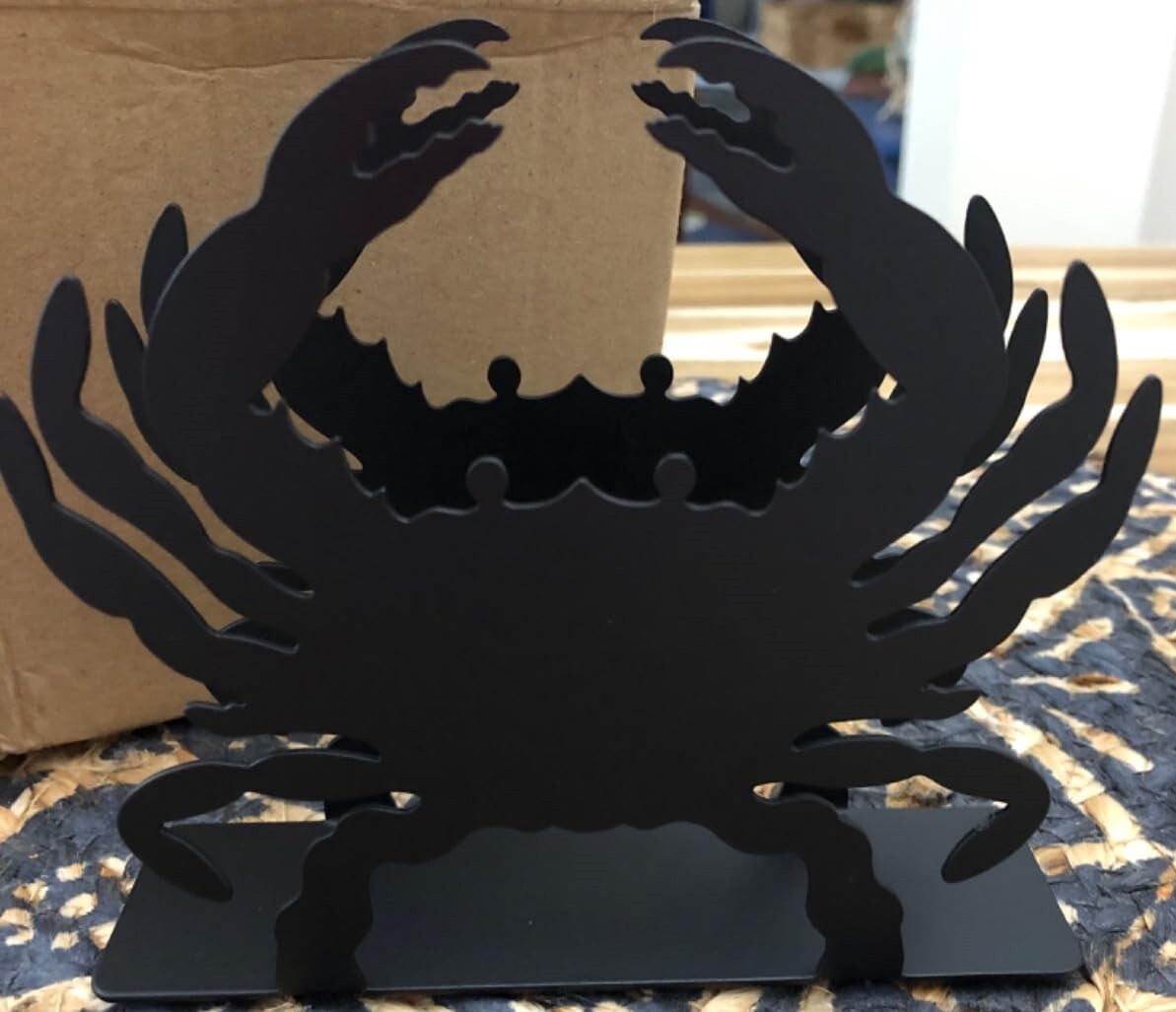 Sea Life Crab Napkin Holder for Table Decor, Black Metal .58