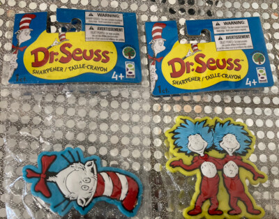 Dr Suess themed Pencil Sharpners LOT OF 2 SCHOOL SUPPLIES CHILDREN