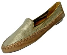 Vtg Westies Xenia Tricolor Metallic Leather Loafers Flats Womens 8.5 Silver Gold