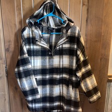 Papillon Shacket Hood 1/4 Zip, Plaid, Pockets Womens Size Medium