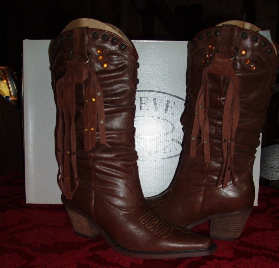 STEVE MADDEN SHYANN COWGIRL WESTERN BOOTS Sz. 6 M- Brown Leather- New in Box STEVE MADDEN SHYANN COWGIRL WESTERN BOOTS Sz. 6 M- Brown Leather- New in Box