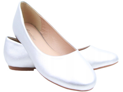 LEDER-BALLERINA-SCHUHE SILBER G5 SR2308