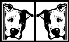 Pitbull Bulldog Peeking Two Rendering Black Vinyl Decal Car Truck Window Tablet