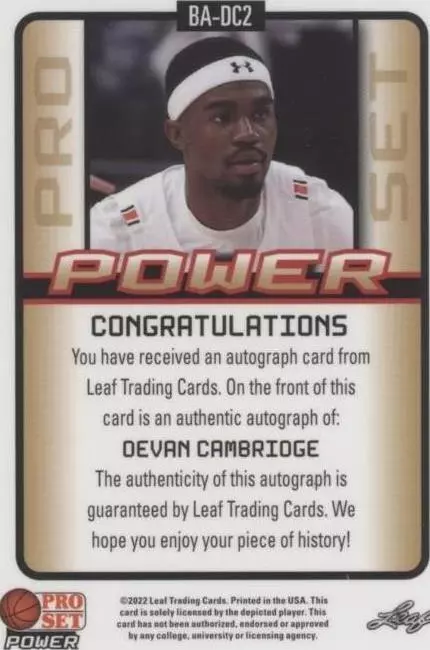 2021-22 Leaf Pro Set Power - Devan Cambridge #BA-DC2