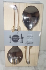 French Home 2 Piece Laguiole Faux Ivory Salad Servers Serving Set