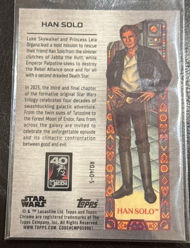 Han Solo 2023 Topps Chrome Star Wars ROJ40-5 REFRACTOR FREe Shipping - Picture 2 of 2