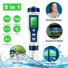 5 In 1 Digital PH/TDS/EC/Salinity/Temperature Water Quality Meter Tester Tool US