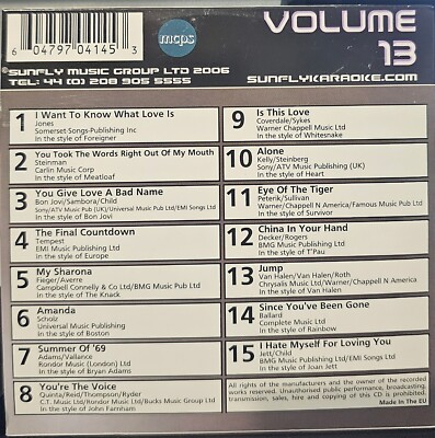 SF013                  SUNFLY KARAOKE CDG VERY RARE, NOT SOLD IN THE USA LOT UK