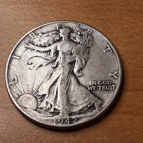 Moneda de plata Walking Liberty de medio dólar de 1/2 1942 P Philadelphia Mint 50C KM#142 - Imagen 7 de 14