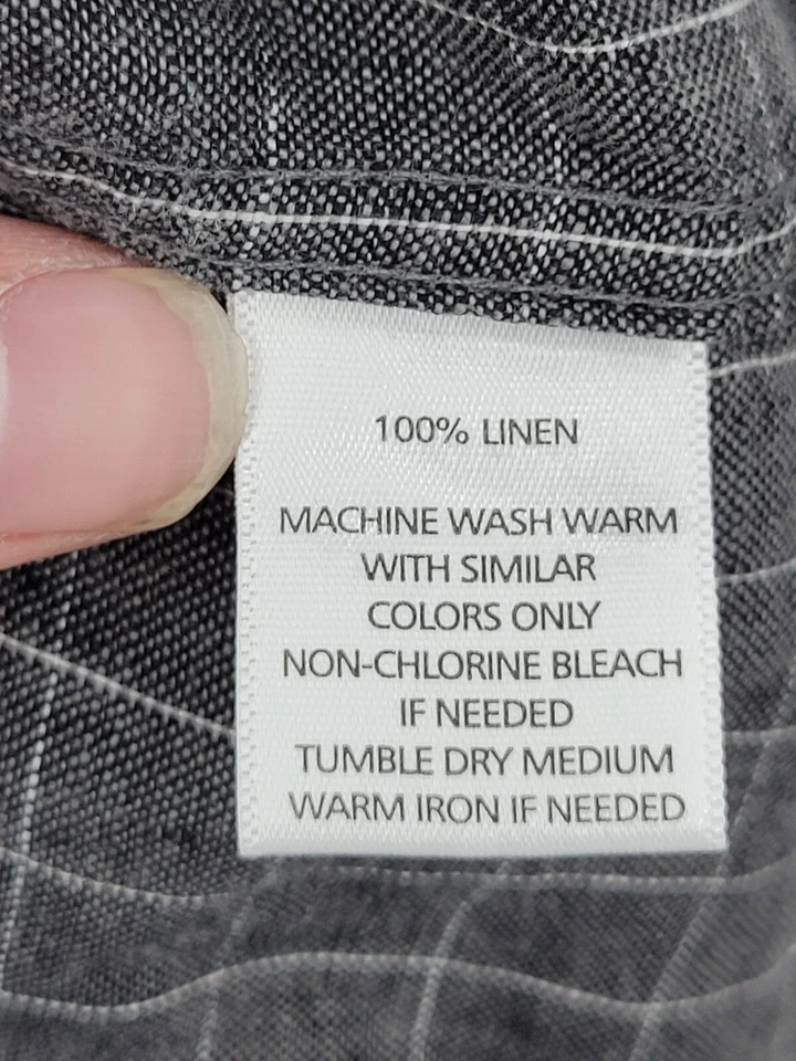 Untuckit Shirt Mens XXL 2XL Gray Plaid Linen Long Sleeve Button Up Breathable - Image 4 of 4