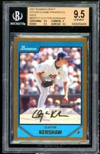 Clayton Kershaw Rookie Card 2007 Bowman Draft Futures Game Gold #77 BGS 9.5