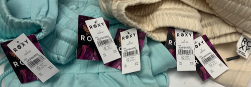 Roxy Check Out Fleece Shorts NWT L or XL Color Choice Blue or Cream Women's - Picture 2 of 12