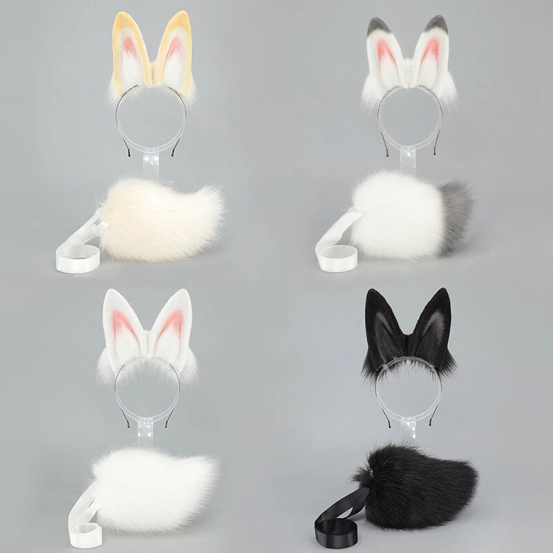 Linda diadema orejas de conejo peludo Lolita felpa disfraces fiesta accesorios de cola de animal  Foto 4 de 4