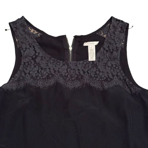 J Crew Blouse Women’s 6 Silk Lace Top Black Floral Sleeveless - Picture 2 of 13