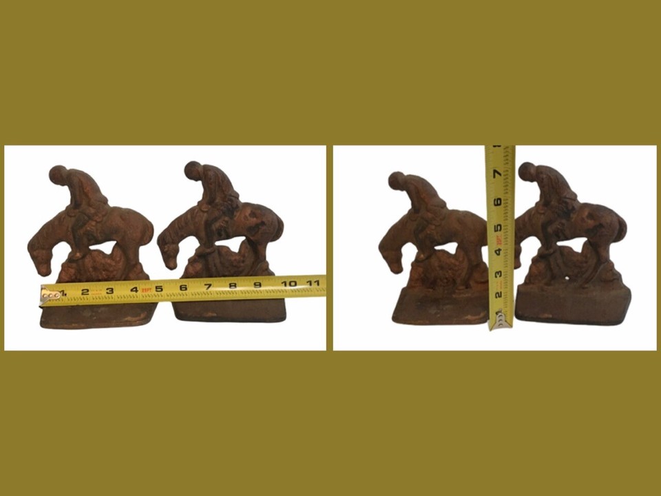 Vintage End Of The Trail Man/Indian On A Horse Metal Pair Of Bookends