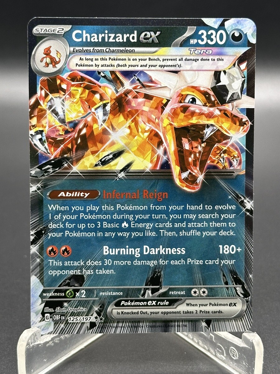 Pokémon TCG Charizard ex Sv03: Obsidian Flames 125/197 Holo Double