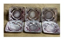 LOT OF 6 VINTAGE THIN METAL ASHTRAYS OR COULD BE USED FOR COASTERS