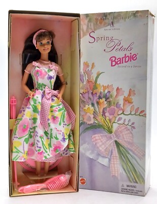 1996 Brunette Spring Petals Barbie Puppe / Avon Special Edition / Mattel 16872
