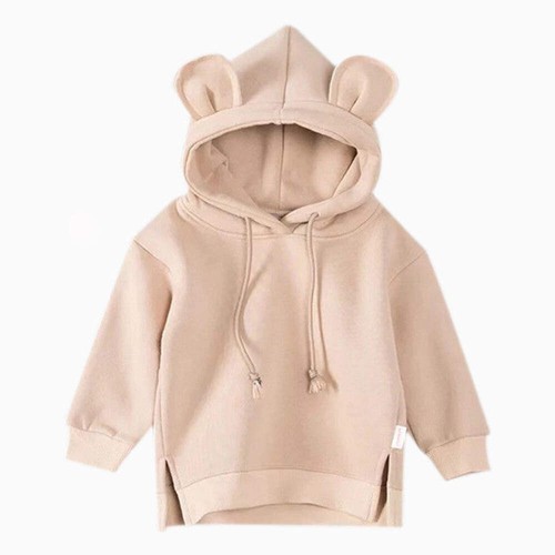 Cartoon Solid Color T-shirt Sweater Fleece Long-sleeved Hooded Children's T-shir - Picture 36 of 48