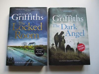 ELLY GRIFFITHS FLAT SIGNED HARDBACKS x 2 THE DARK ANGEL & THE LOCKED ROOM