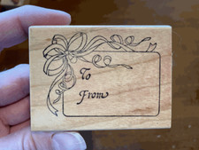 Rubber Stamp Vtg PSX F-395 TO/FROM To From GIFT TAG Christmas Birthday Ribbon