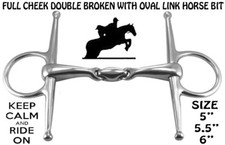 NEW STAINLESS STEEL-Full Cheek Double Broken With Oval Link Horse Bit 5