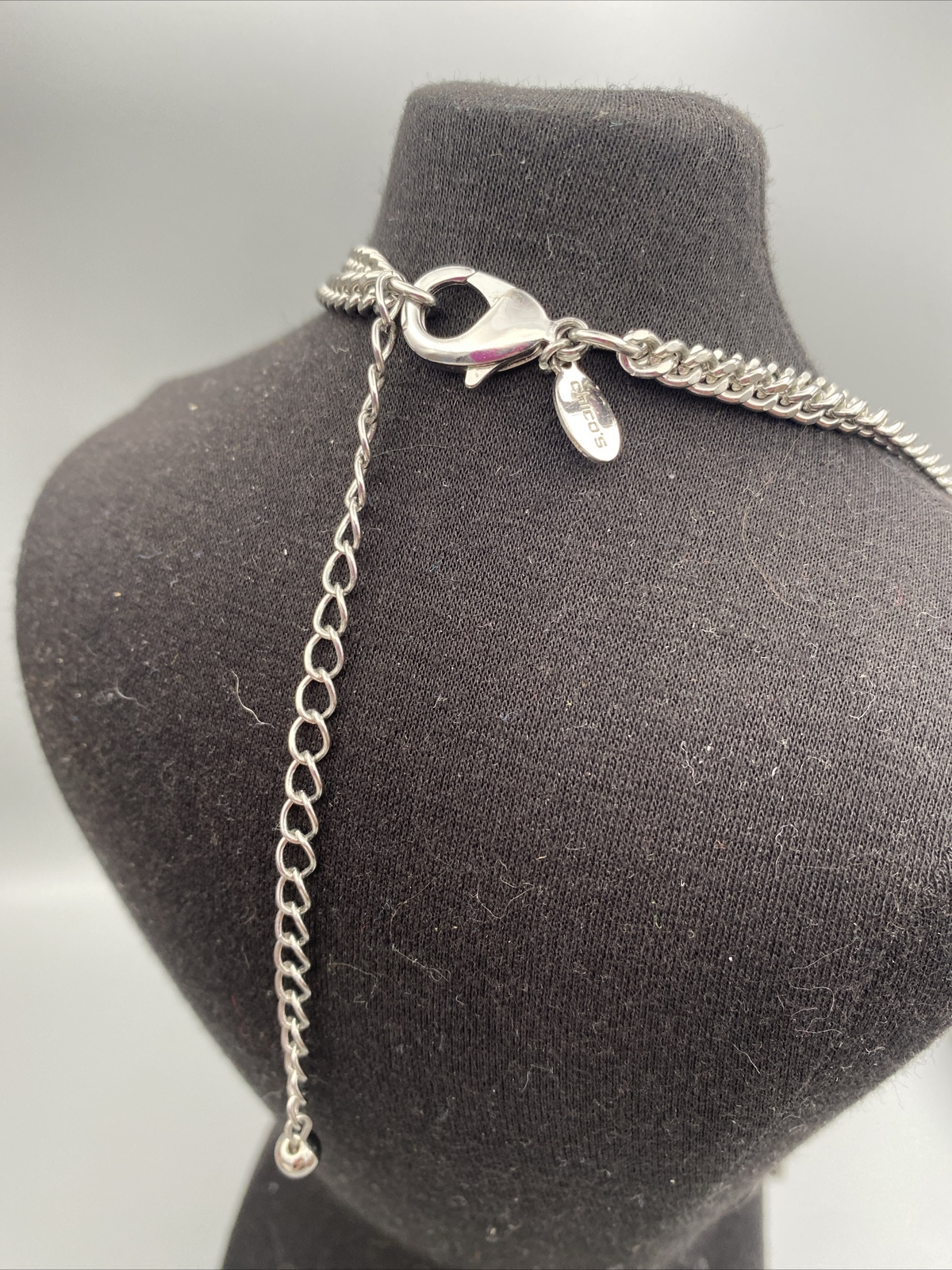 Chicos Necklace double layer rhinestone beaded Si… - image 3