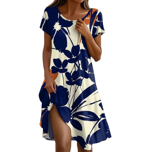 Locker Sitzendes Kleid Damenbekleidung Polyester Tasche Kleider Mit Kurzen Armen - Bild 13 von 36