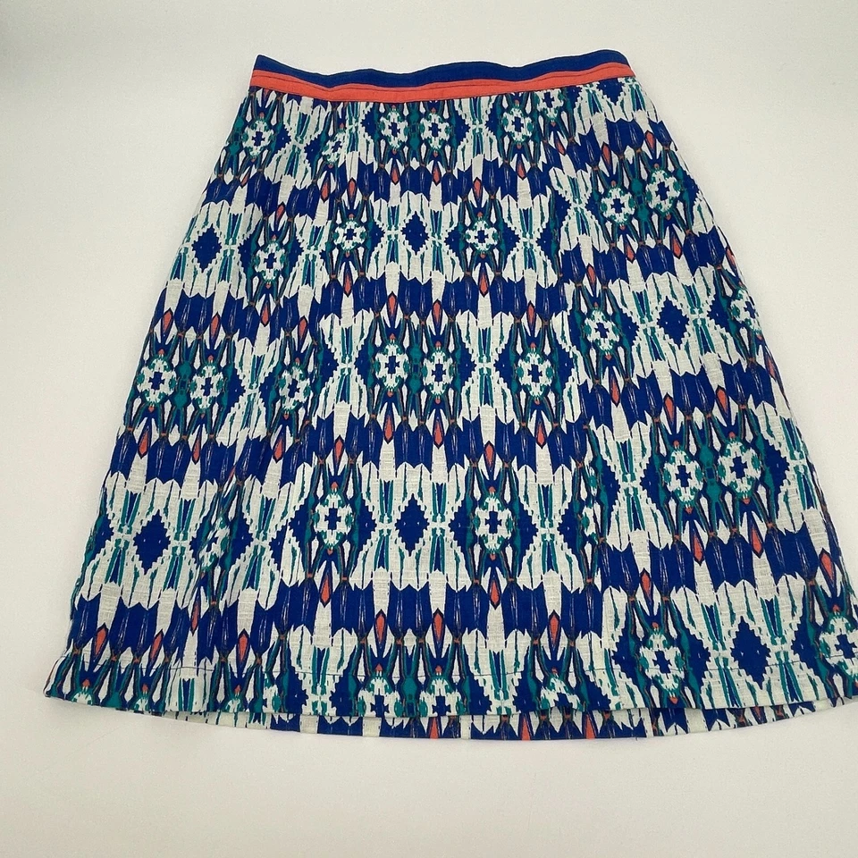 Falda corta informal de algodón Plenty by Tracy Reese para mujer 2 IKAT azul forrada preppy Foto 3 de 4