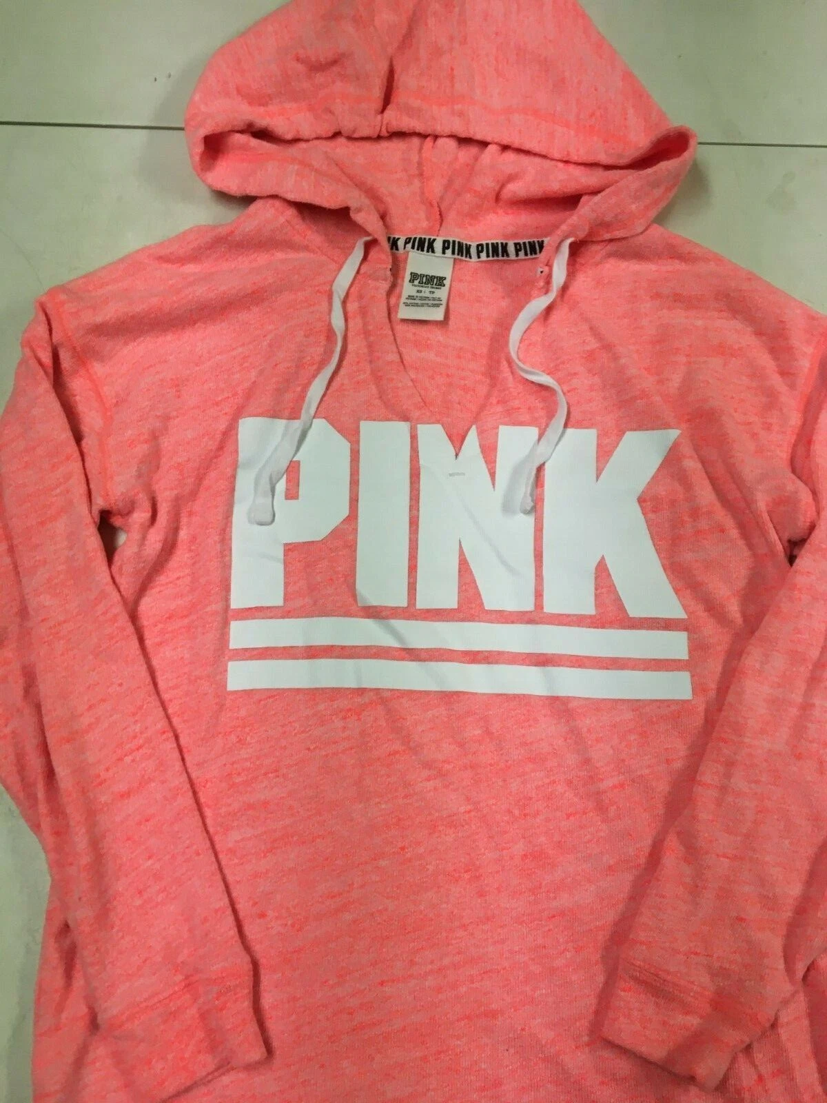UNDERCOVER VICTORIAS SECRET PINK STORE SPLIT NECK TUNIC HOODIE SWEATER SZ XS