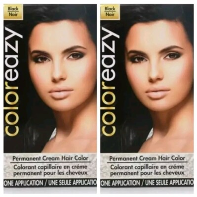 4 Pack Coloreazy Permanent Cream Hair Color One Application #1 Black Noir