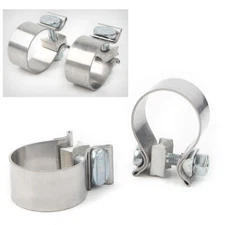 2X 1.75 inch Stainless Steel Exhaust Clamp Stainless Steel Fit Harley Davidson