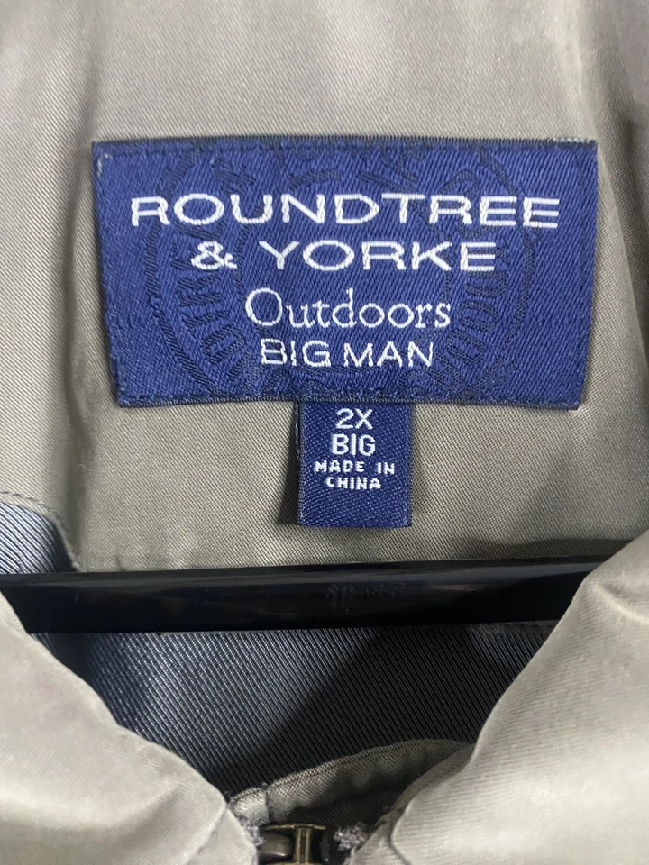 Chaqueta Roundtree & York Outdoors Big Man para hombre 2XL beige/verde cremallera completa cuello Foto 2 de 4