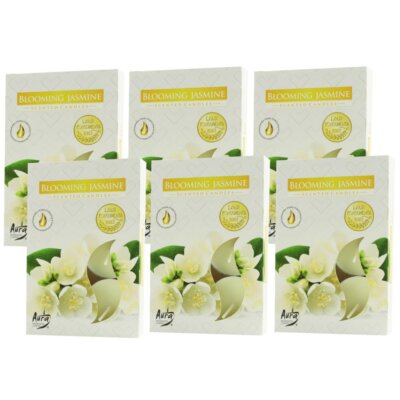 Scented Candle 6 x 6er Teelichte Duftkerzen Blooming Jasmine - Blühender Jasmin 