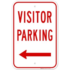 Left Side Visitor Parking Red Sign,