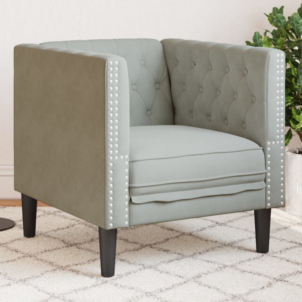 Poltrona Chesterfield Grigio Chiaro in Velluto 2805524