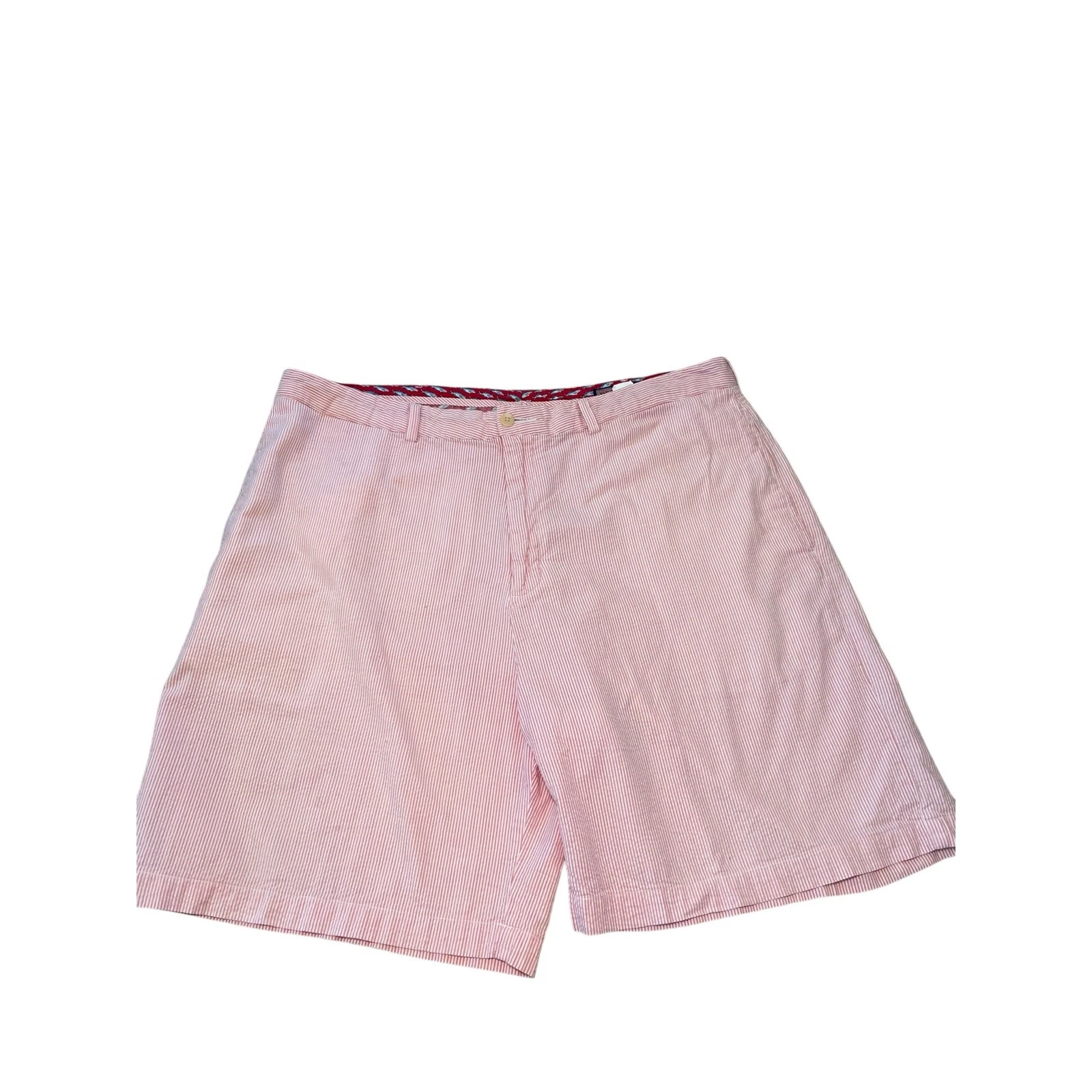 Vineyard Vines Men 38 Club Shorts Red & White Seersucker Stripe Preppy Nautical