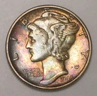 1945 Mercury Winged Head Dime 10 Cents Silver Coin XF Tone