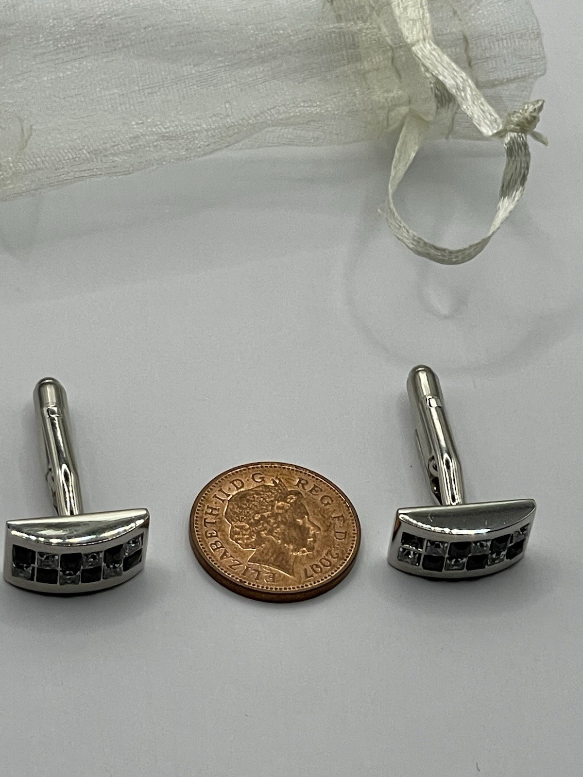 Cufflinks, Silver-tone Rectangular, Square Black … - image 6