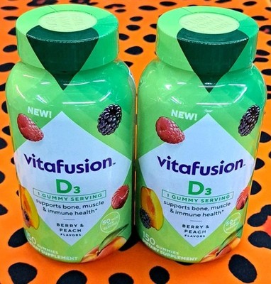 VITAFUSION D3 GUMMIES 300 Count Berry, Peach Flavor 50 MCG Per Serve 1 Gumy Serv