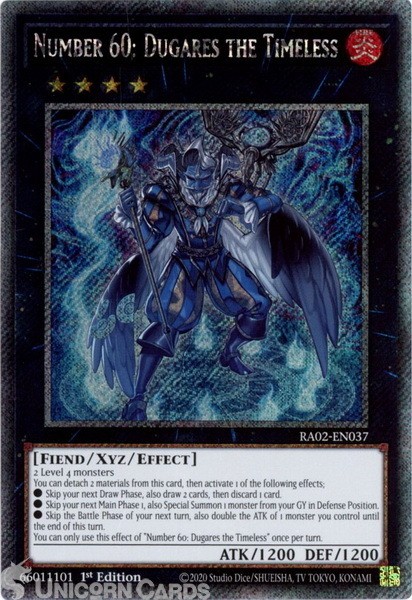 RA02-EN037 Number 60: Dugares the Timeless : Platinum Secret Rare 1st Edition Yu