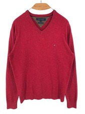 TOMMY HILFIGER Men V-Neck Pima Cotton Cashmere - Jumper Pullover Sweater Size S