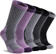 Womens Merino Wool Hiking Socks Thermal Warm 5 Pairs Crew Boot