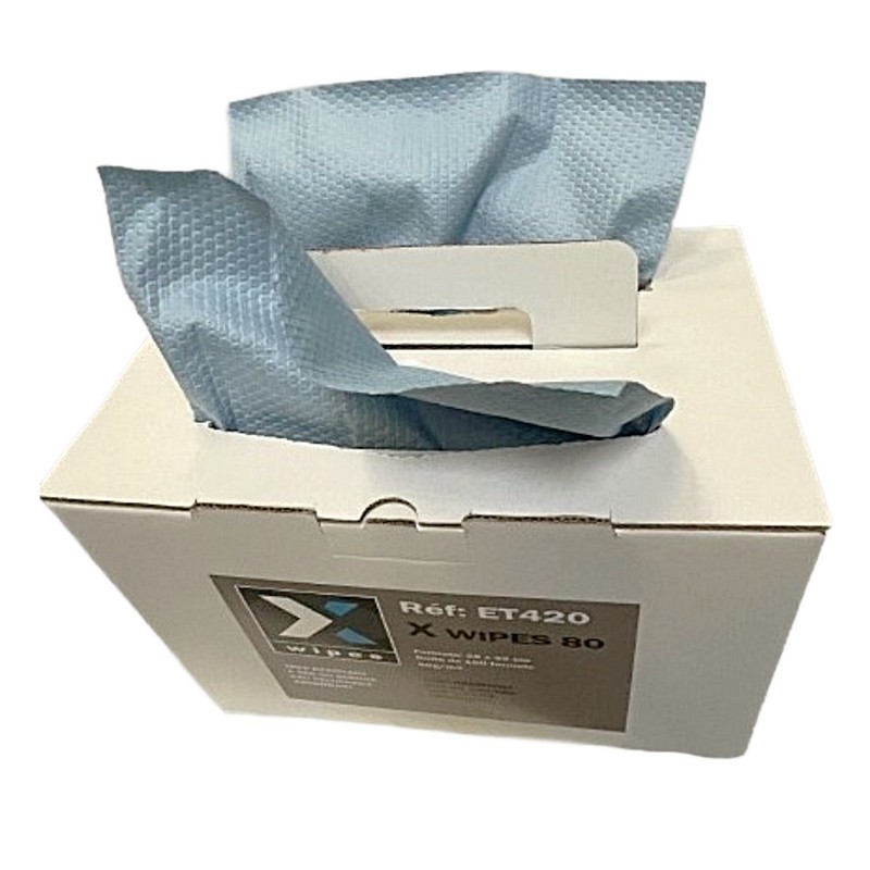 Essuyage nontissé X WIPES 80 anti déchirure pour ateliers sales