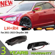 Smoked Sequential Amber LED Side Mirror Signal Lights For 2011-2023 Chrysler 300