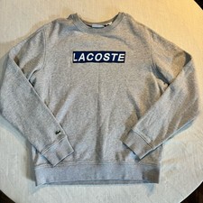 Lacoste Men's Fleece Crew Neck Sweatshirt Grey Chine Size Medium