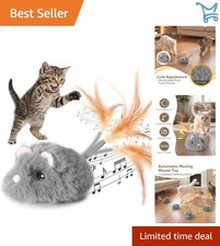 Moving Cat Toy Plush Mouse with Wagging Tail Squeaky Interactive Feline Play